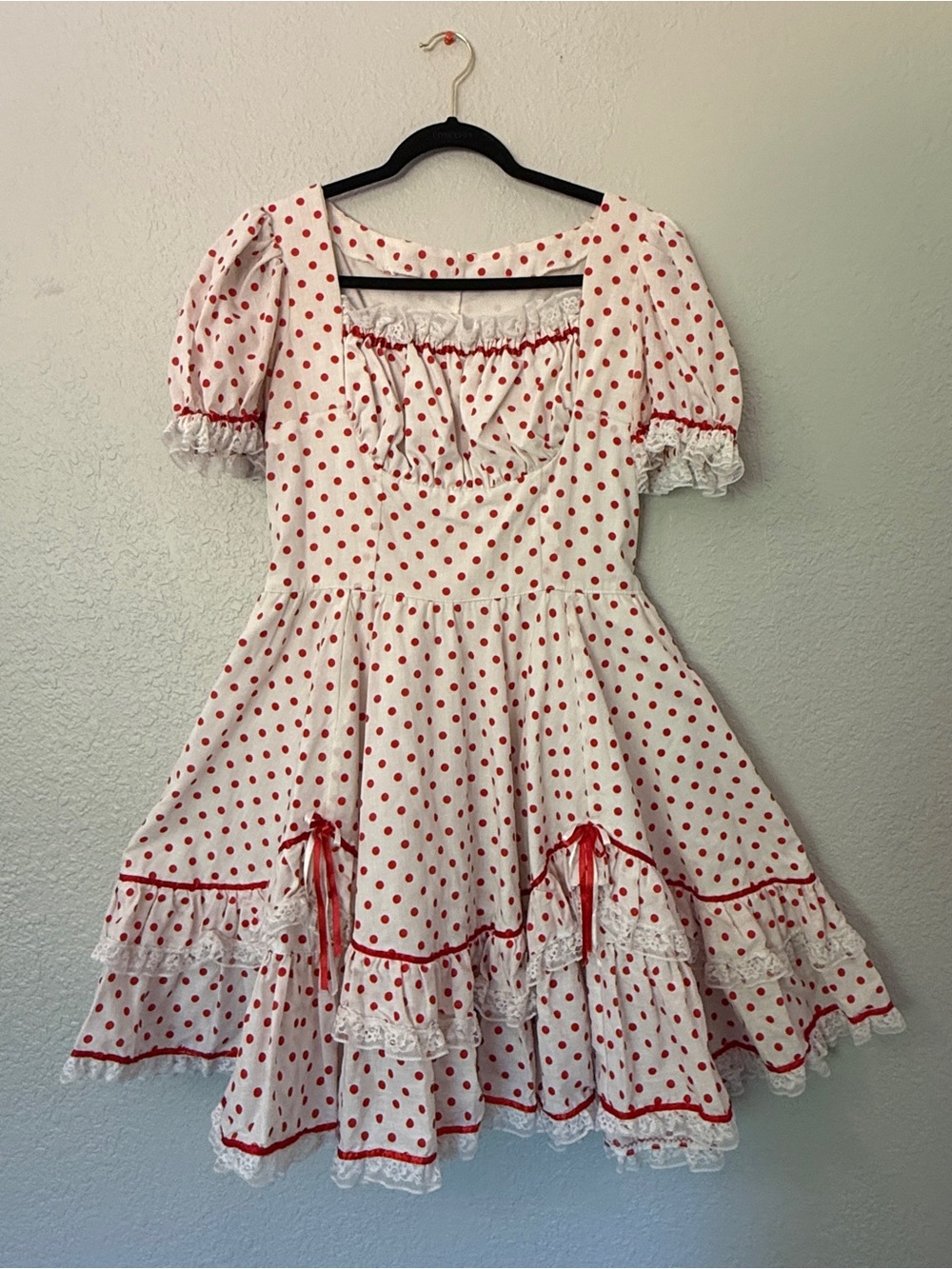 Vintage Square Dance Dress with Red Polka Dots